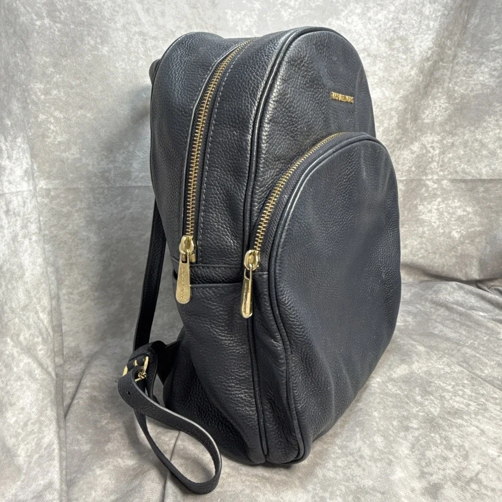 Michael Kors Zip Backpack Large Pebble Leather Navy Blue 14